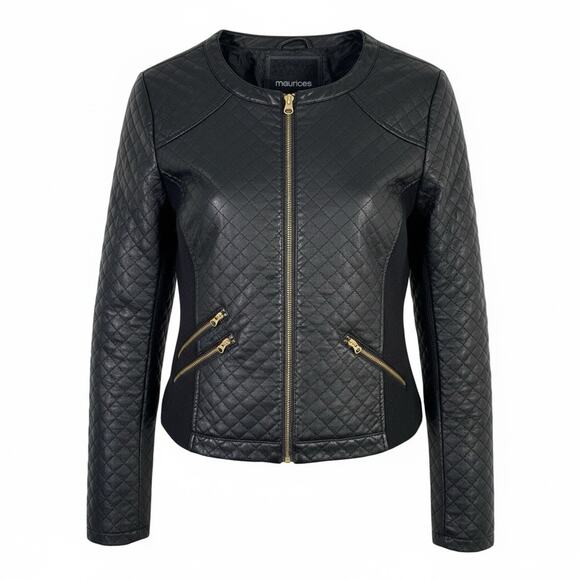 Maurices Jackets & Blazers - Maurices Women’s L Faux Leather Black Moto Jacket